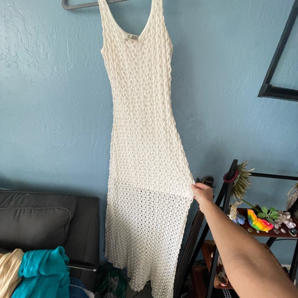 Boho knit white dress!